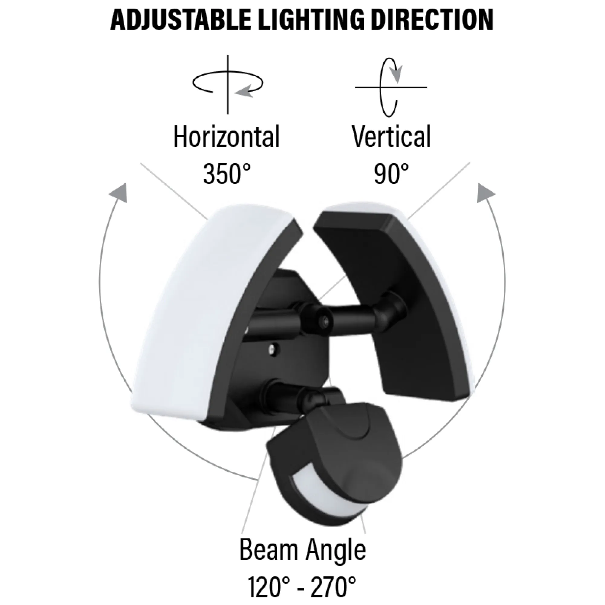 2 Head Security Light, Dusk to Dawn, Motion, Selectable CCT, 3000 Lumens