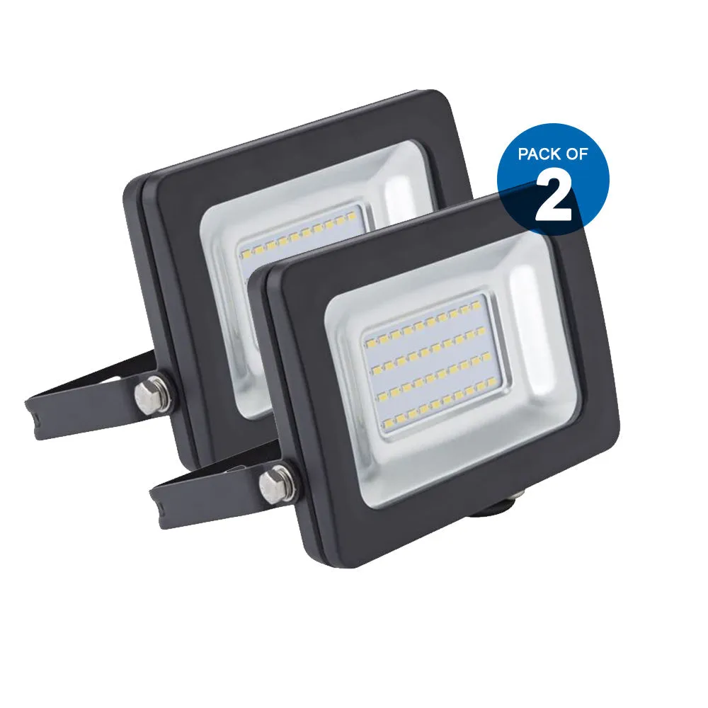 20 Watts LED Floodlights Non PIR Slim Line Black Body with 2 Years Warranty 6000K (Pack of 2)