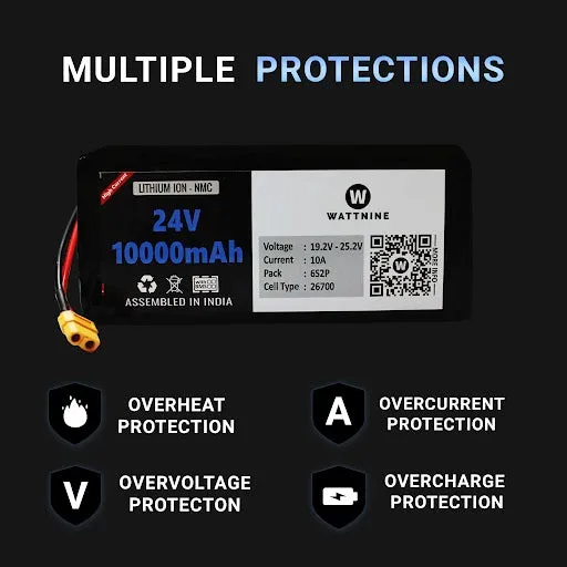 24v 10Ah Li-ion (NMC) Battery Pack with 1 Year Warranty