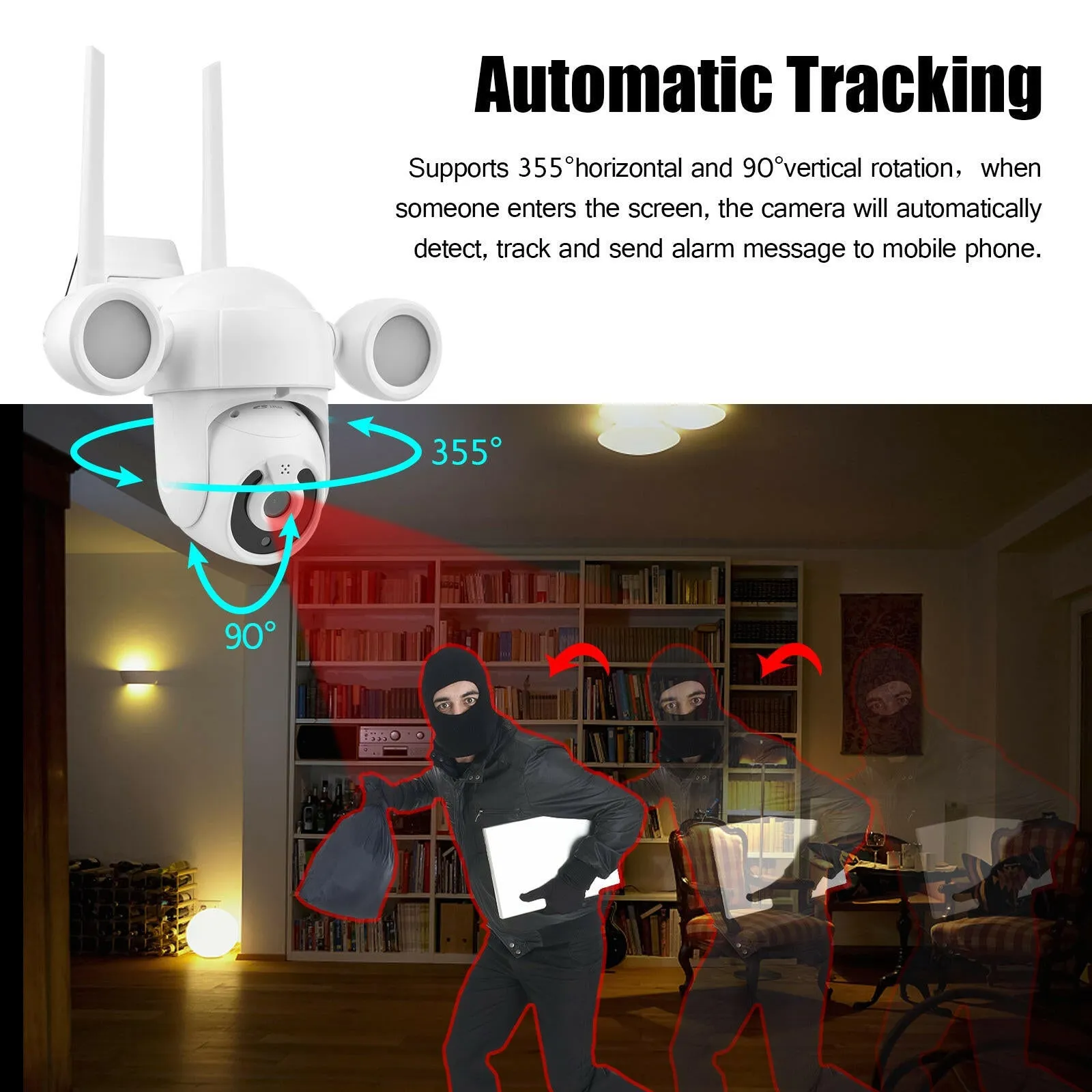 2K Smart Life Wireless Monitor Camera Outdoor Smart WiFi Camera 3.0MP IP65 Waterproof Auto Night Vision Motion Detection Auto-tracking Two-Way Audio with Floodlights