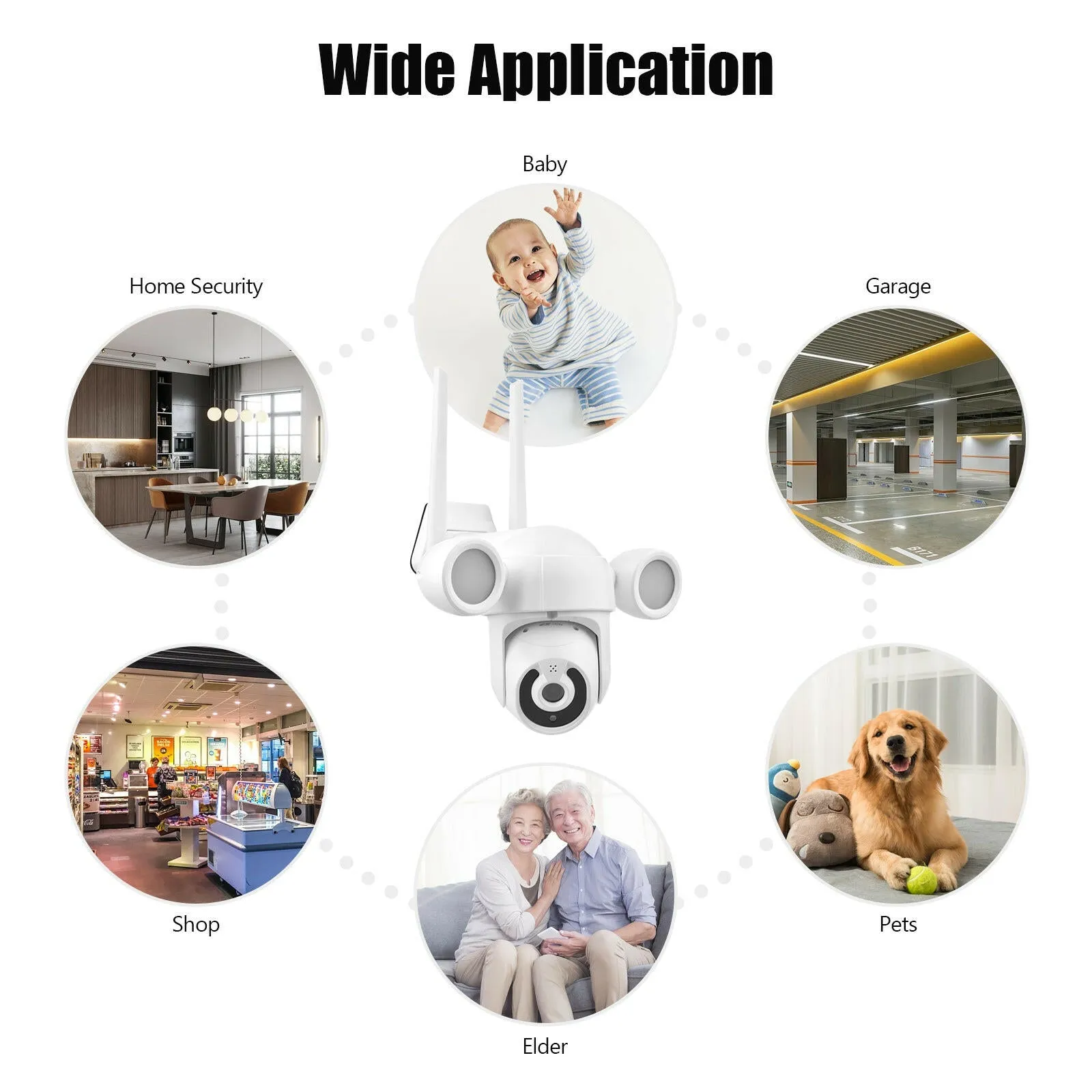 2K Smart Life Wireless Monitor Camera Outdoor Smart WiFi Camera 3.0MP IP65 Waterproof Auto Night Vision Motion Detection Auto-tracking Two-Way Audio with Floodlights