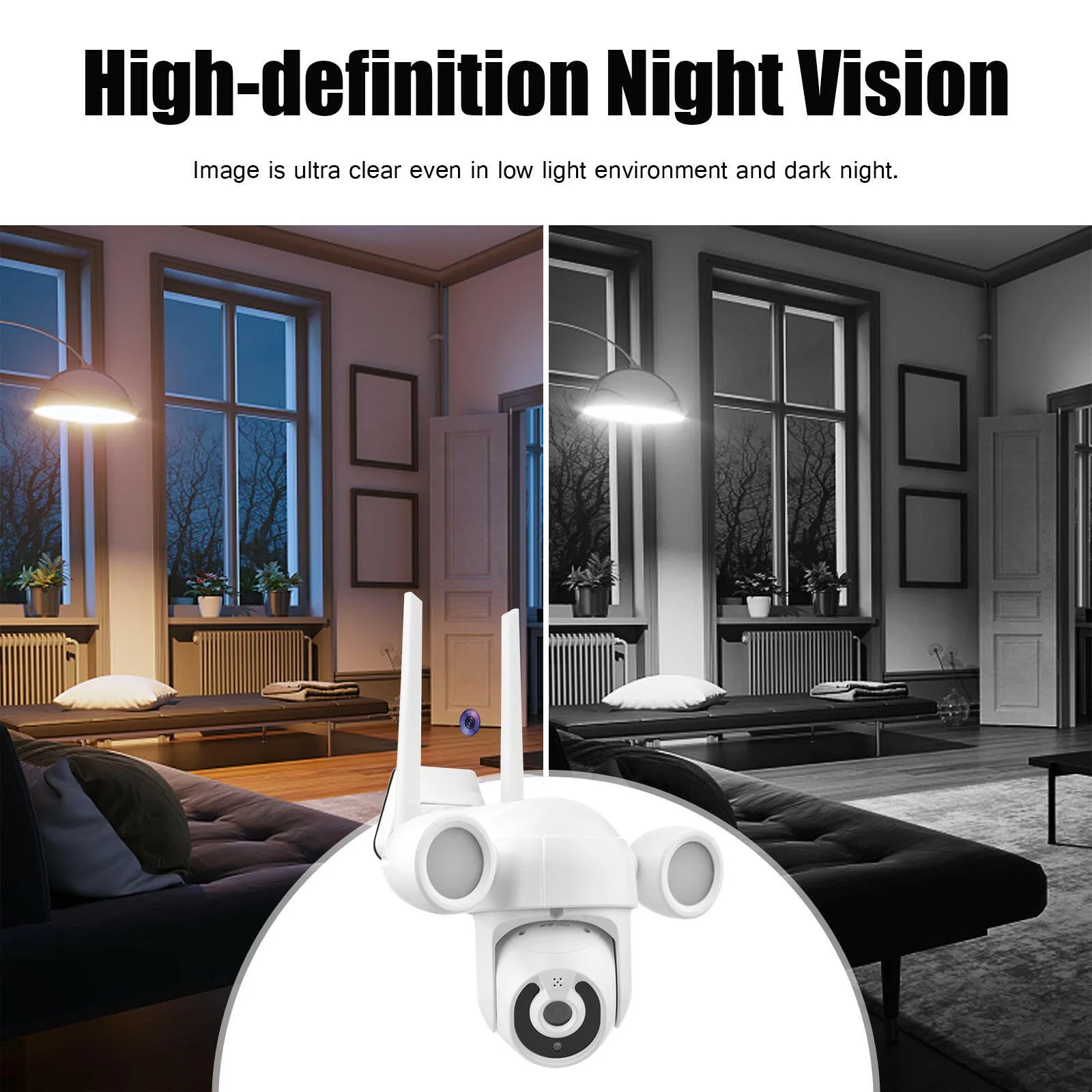 2K Smart Life Wireless Monitor Camera Outdoor Smart WiFi Camera 3.0MP IP65 Waterproof Auto Night Vision Motion Detection Auto-tracking Two-Way Audio with Floodlights