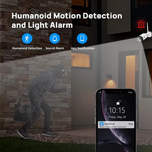 【5X Optical Zoom,2K】 Hiseeu Pan/Tilt/Zoom Security Camera,3 Megapixels Outdoor Wireless Surveillance Camera,Floodlights Full Color Night Vision,Two Way Audio,IP66 Waterproof, Motion Detection…