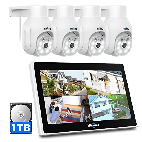 【5X Optical Zoom,2K】 Hiseeu Pan/Tilt/Zoom Security Camera,3 Megapixels Outdoor Wireless Surveillance Camera,Floodlights Full Color Night Vision,Two Way Audio,IP66 Waterproof, Motion Detection…