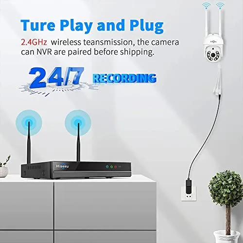 【5X Optical Zoom,2K】 Hiseeu Pan/Tilt/Zoom Security Camera,3 Megapixels Outdoor Wireless Surveillance Camera,Floodlights Full Color Night Vision,Two Way Audio,IP66 Waterproof, Motion Detection…