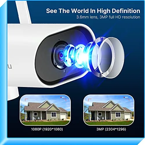 【5X Optical Zoom,2K】 Hiseeu Pan/Tilt/Zoom Security Camera,3 Megapixels Outdoor Wireless Surveillance Camera,Floodlights Full Color Night Vision,Two Way Audio,IP66 Waterproof, Motion Detection…