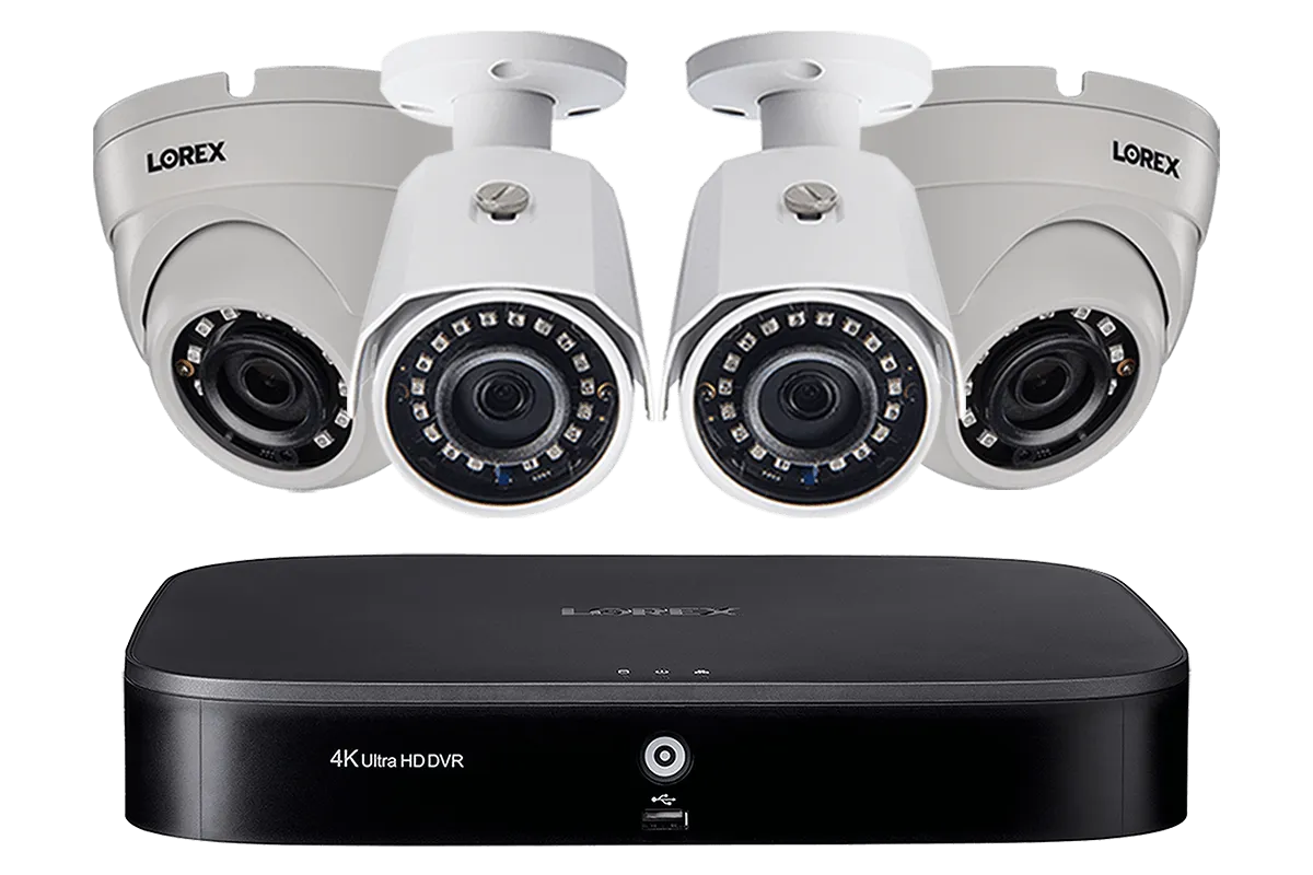 8-Channel Security System with Four 1080p HD Outdoor Cameras, Advanced Motion Detection and Smart Home Voice Control