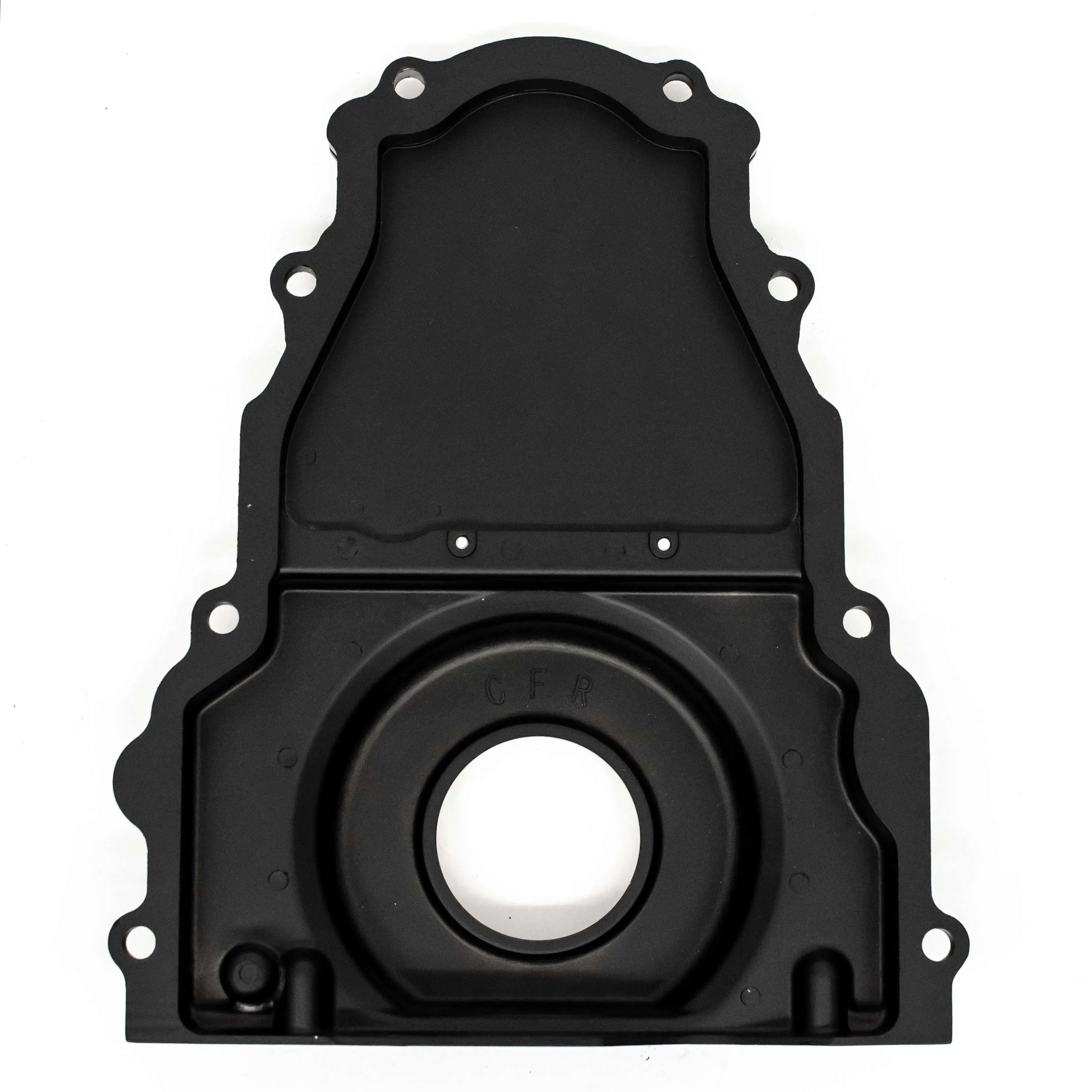 ALUMINUM CHEVY LS TWO PIECE TIMING CHAIN COVER W-O CAM SENSOR HOLE - BLACK