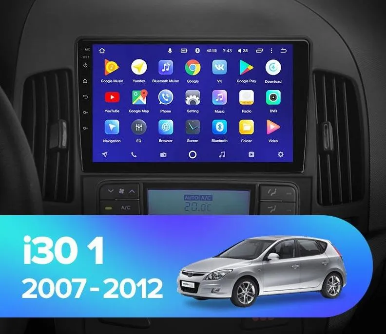 Car Dealz 10.2" Android 10.0 Hyundai i30 1 FD 2007 - 2012 In Dash Plus OEM Fascia