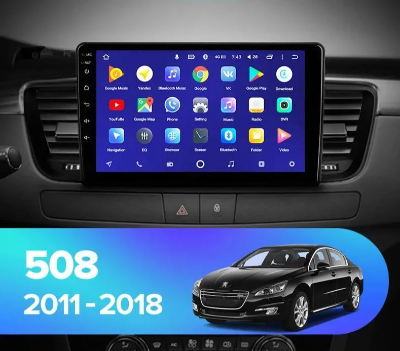 Car Dealz 10.2" Android 10.0 Peugeot 508 1 2011-2018 In Dash Plus OEM Fascia