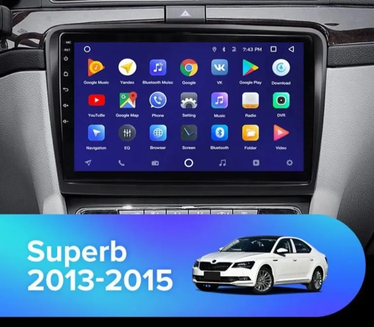 Car Dealz 10.2" Android 10.0 Skoda Superb 2 B6 2013-2015 with CAM In Dash Plus OEM Fascia