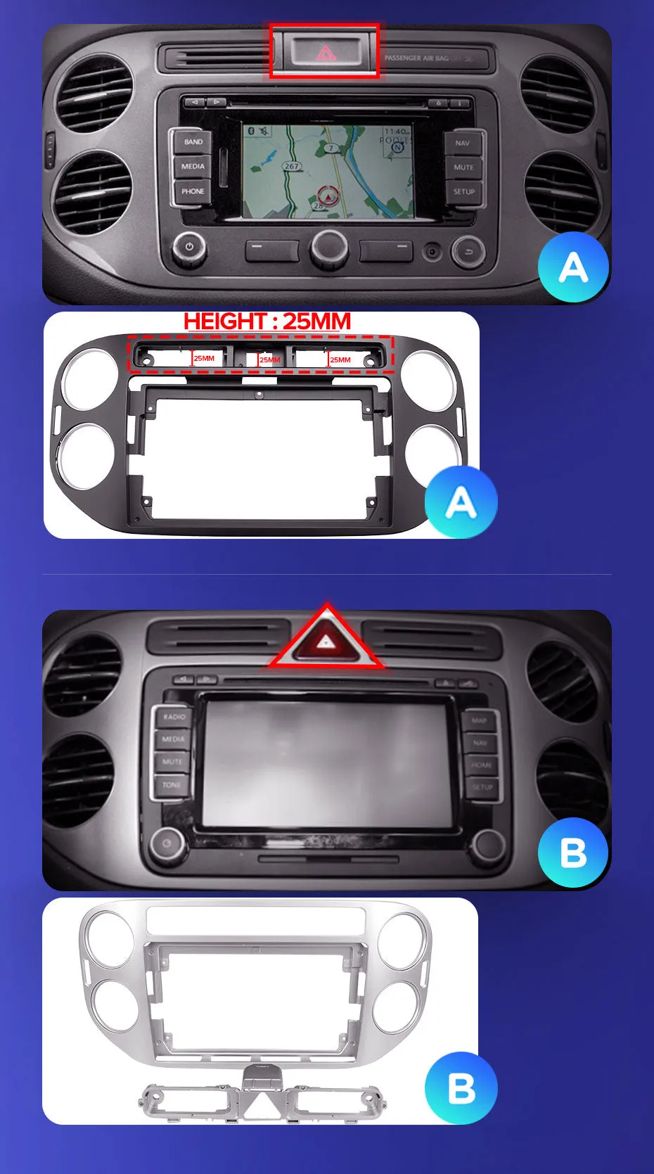 Car Dealz 10.2" Android 10.0 Volkswagen Tiguan 2 2006-2017 In Dash Plus OEM Fascia