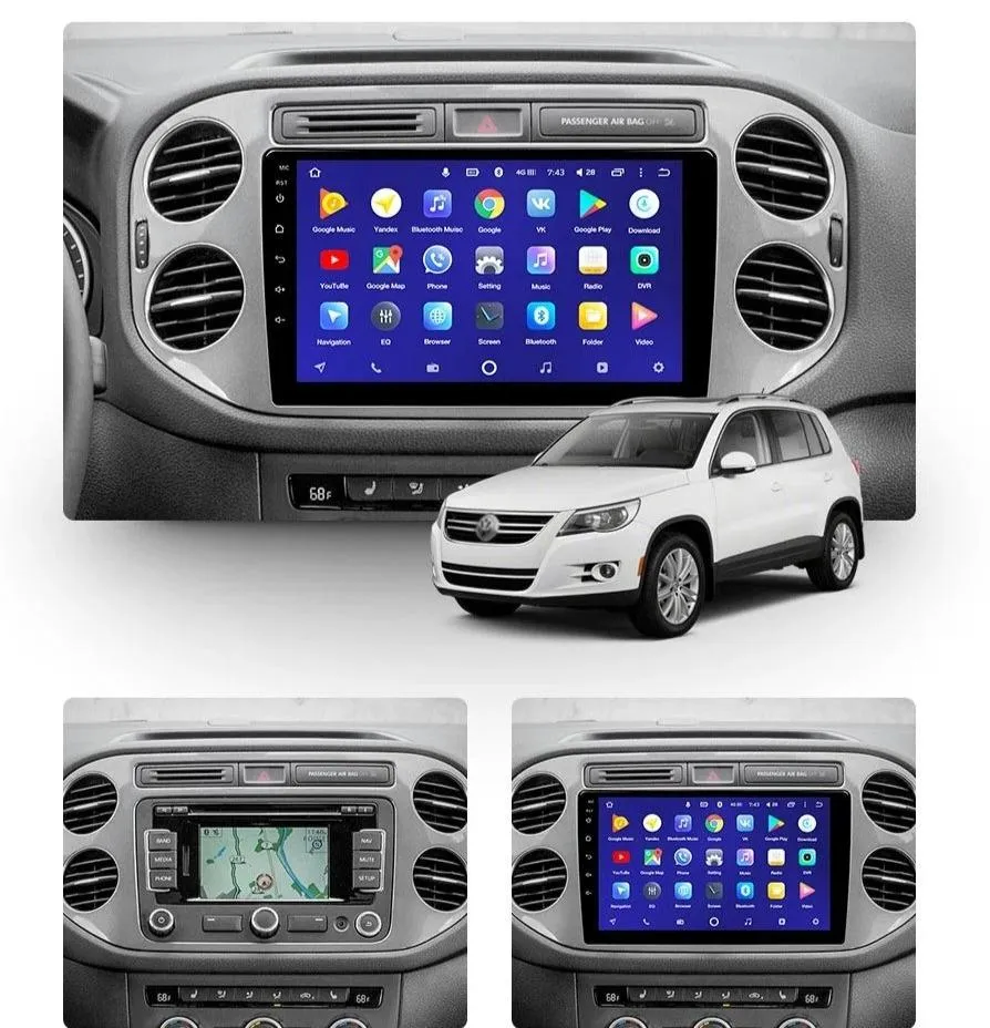 Car Dealz 10.2" Android 10.0 Volkswagen Tiguan 2 2006-2017 In Dash Plus OEM Fascia