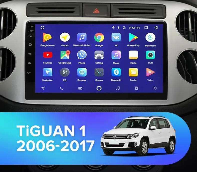 Car Dealz 10.2" Android 10.0 Volkswagen Tiguan 2 2006-2017 In Dash Plus OEM Fascia