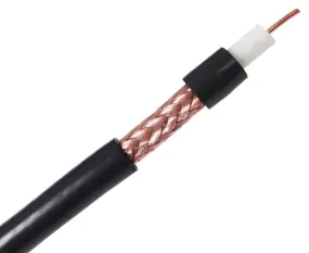 CCTV RG6 Coaxial Cable: 18 AWG Solid Bare Copper, CM Rated, 95% Bare Copper Wire Braiding, 1,000ft, Black