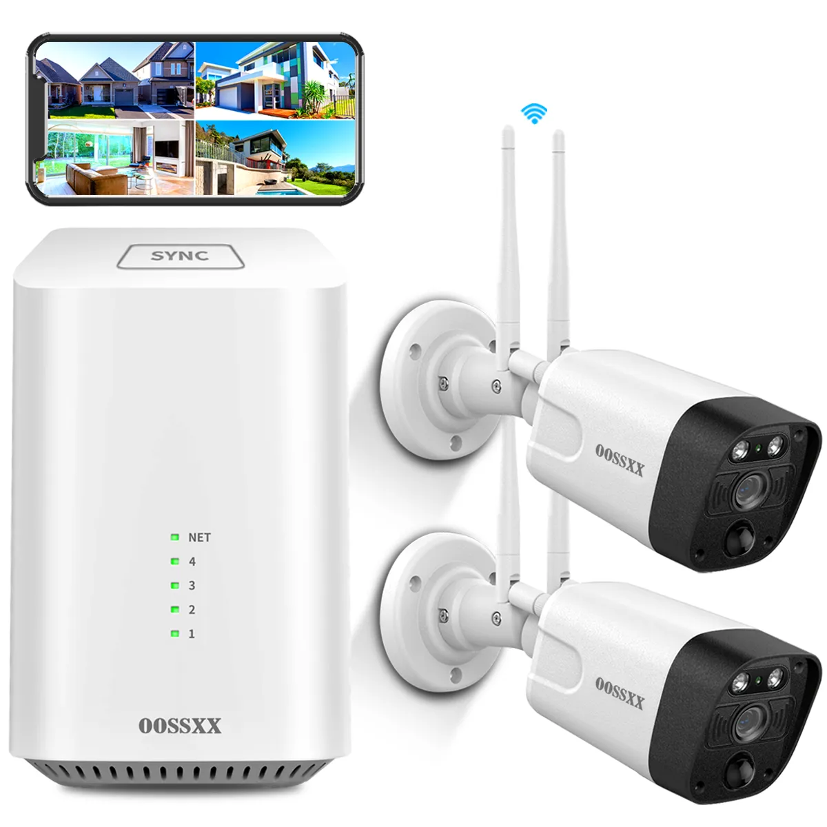 Dual Antennas 3K 5.0MP Wireless Surveillance Camera Station 2 Pcs Outdoor WiFi Security Cameras