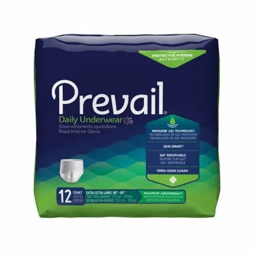 Female Adult Absorbent Underwear Prevail  Daily Underwear Pull On with Tear Away Seams 2X-Large Disp Count of 48 By First Quality