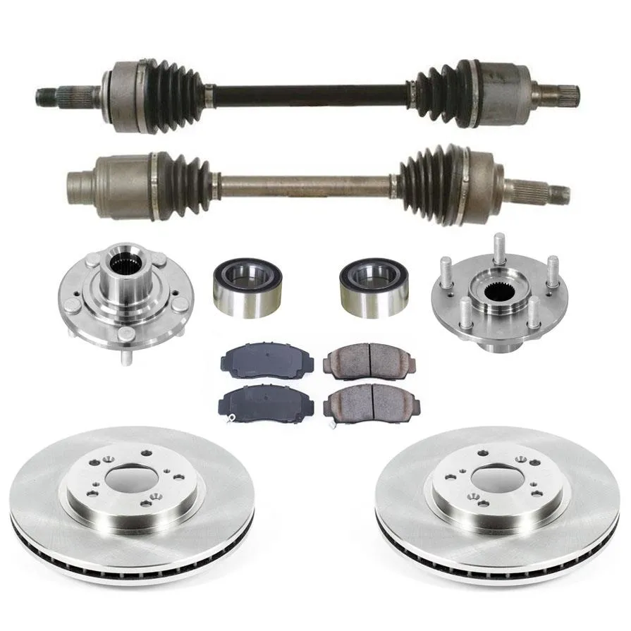 Front Axles Hubs Rotors Pads for Honda Accord 3.5L Manual Transmission 2008-2012