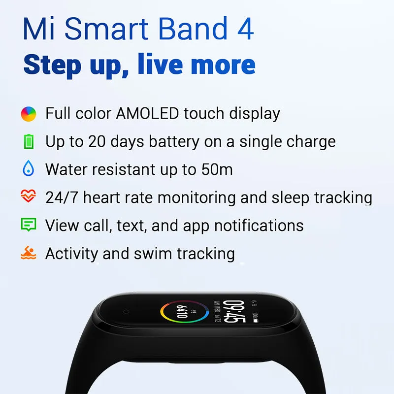 Global Version Xiaomi Mi Band 4 Smart Band Fitness Tracker bracelet Heart Rate Tracker Colorful Display Instant Message 135mAh