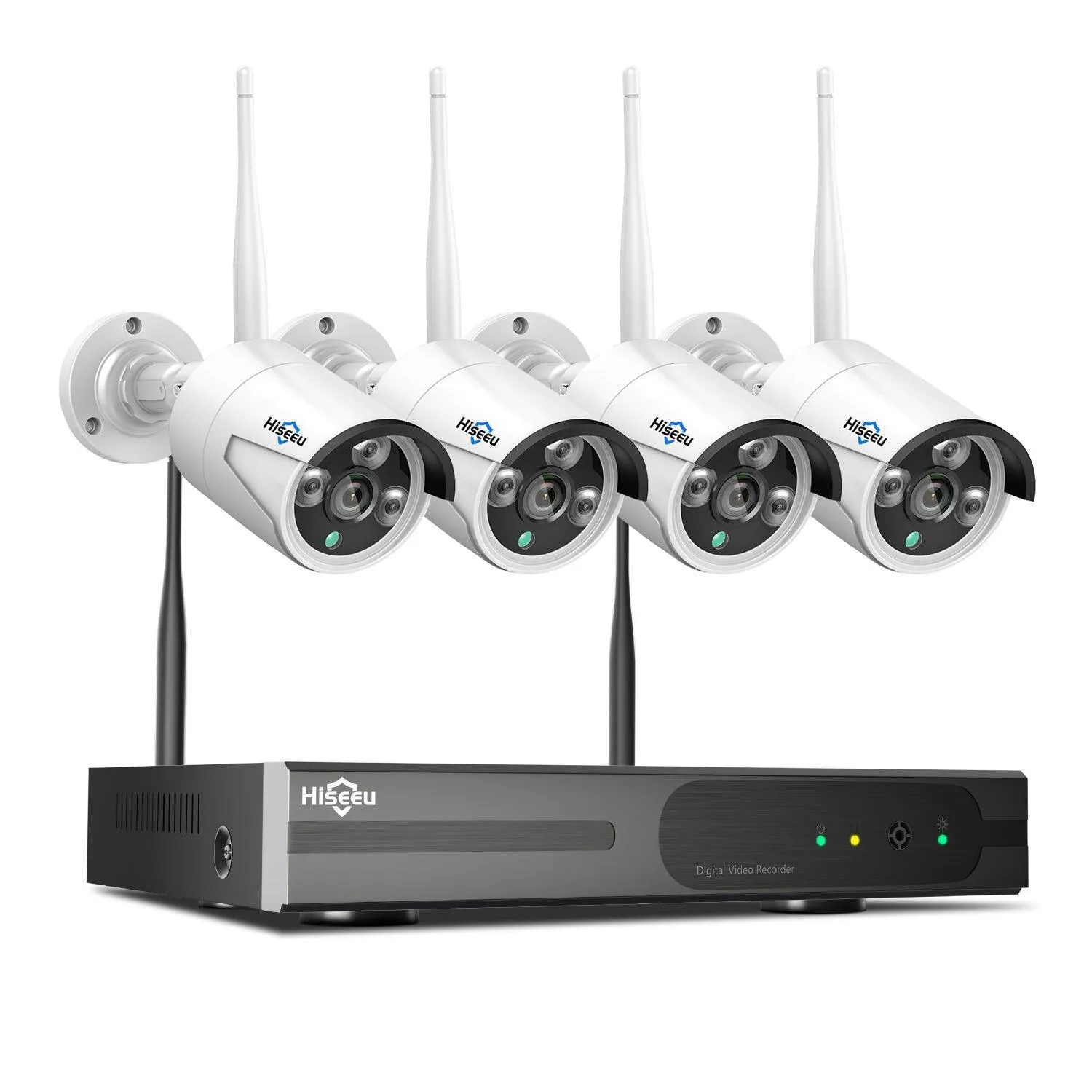 Hiseeu 4Pcs 3MP Wireless Security Camera System with Expandable 16CH 4K NVR and 1TB HDD