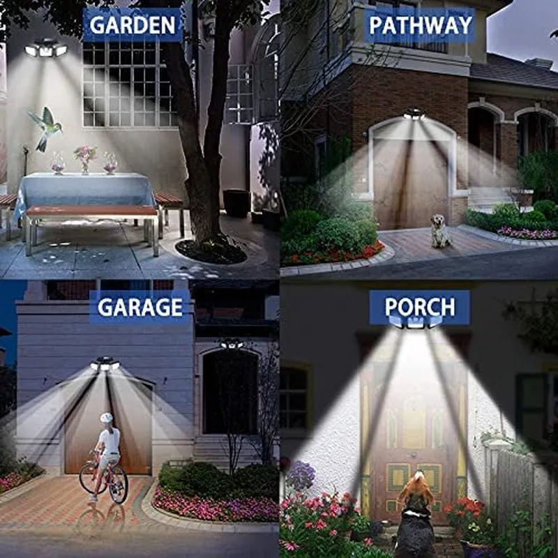 HOORAY Solar Lights Outdoor - 800Lumens 74 LED Wireless Motion Sensor Light,3 Adjustable Heads,270°Wide Angle Illumination,Ip65 Waterproof