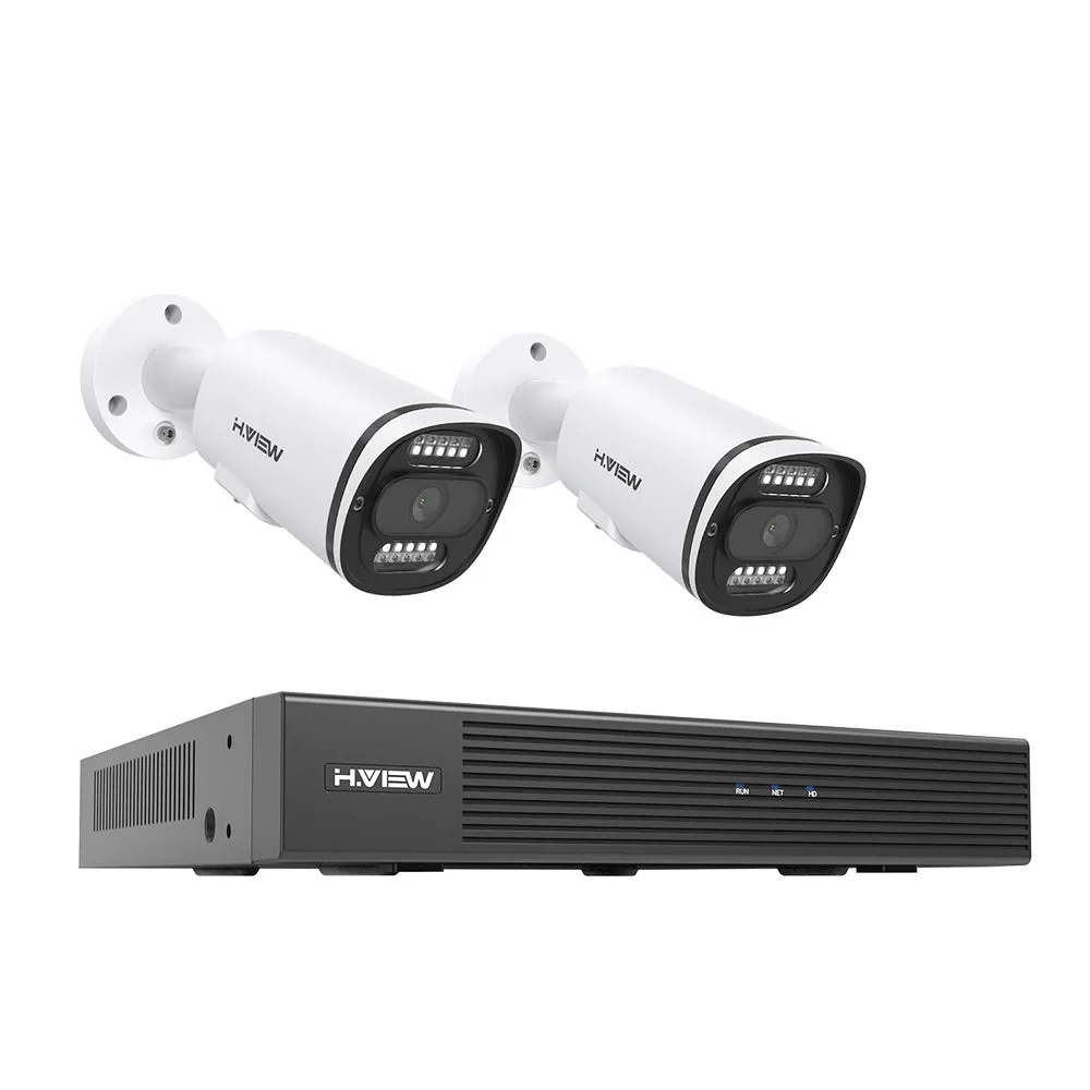 H.VIEW 8 Channels 5MP PoE Security Camera System, Smart Dual Illumination, Two-Way Audio, Person Detection, HVK8-500S2-5MP