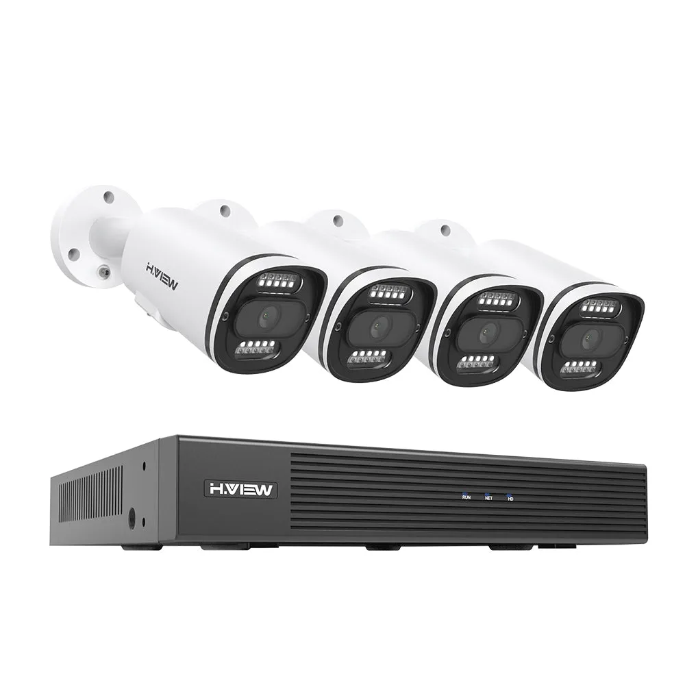 H.VIEW 8 Channels 5MP PoE Security Camera System, Smart Dual Illumination, Two-Way Audio, Person Detection, HVK8-500S2-5MP