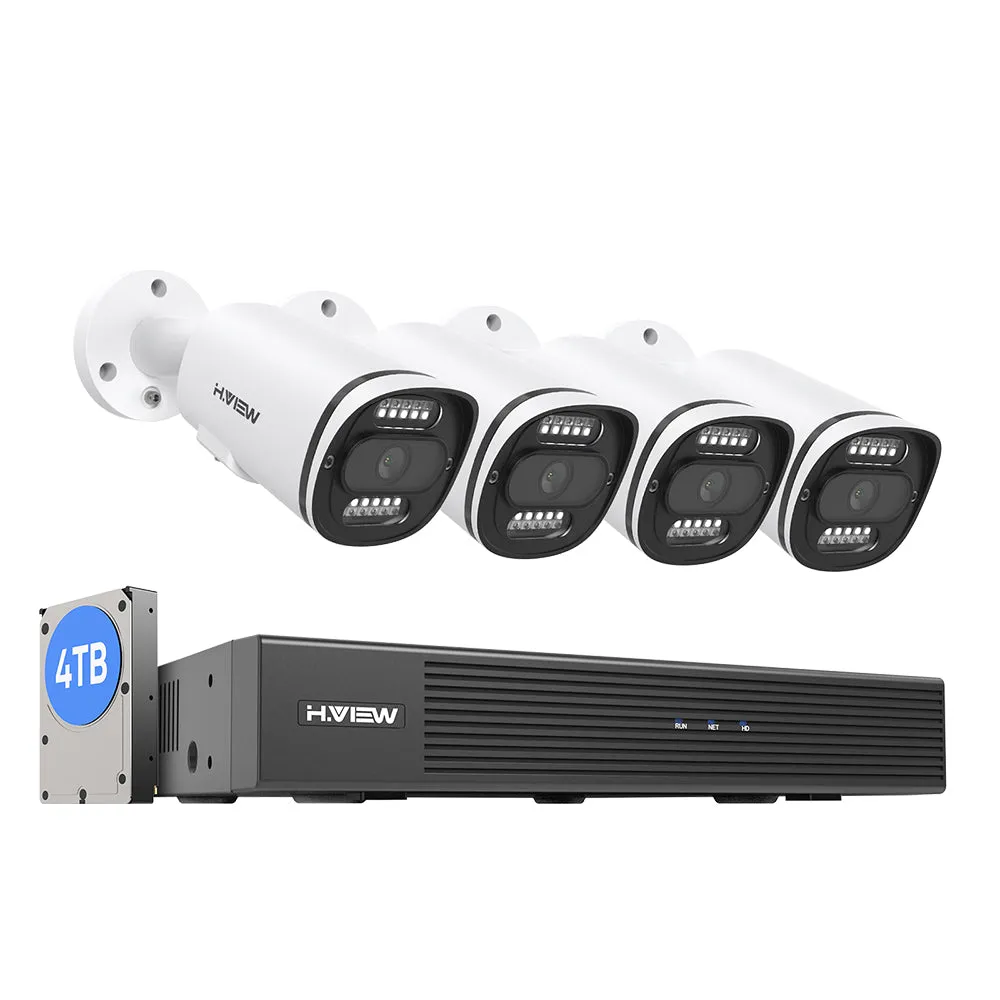 H.VIEW 8 Channels 5MP PoE Security Camera System, Smart Dual Illumination, Two-Way Audio, Person Detection, HVK8-500S2-5MP