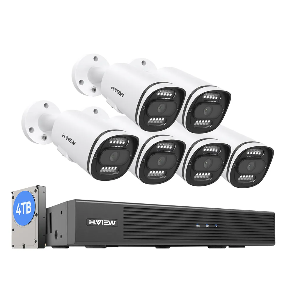 H.VIEW 8 Channels 5MP PoE Security Camera System, Smart Dual Illumination, Two-Way Audio, Person Detection, HVK8-500S2-5MP