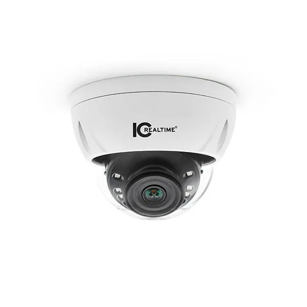 IC Realtime - HDEG-D50F-IR1 / 5MP, 16:9 HDAVS Indoor/Outdoor Mid Size Vandal Dome / Fixed 2.8mm Lens (132°) / 98 Feet IR / 12VDC