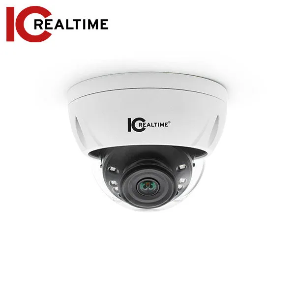 IC Realtime - HDEG-D50F-IR1 / 5MP, 16:9 HDAVS Indoor/Outdoor Mid Size Vandal Dome / Fixed 2.8mm Lens (132°) / 98 Feet IR / 12VDC