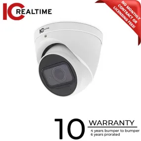 IC Realtime - ICR-300H4W / 2MP HD-AVS Indoor/Outdoor Mid Size Eyeball Dome Camera / 2.7-13.5mm Optical Lens (108.7 - 28.7 AOV) / 197 Ft / Smart IR 12VDC / Built-In Mic