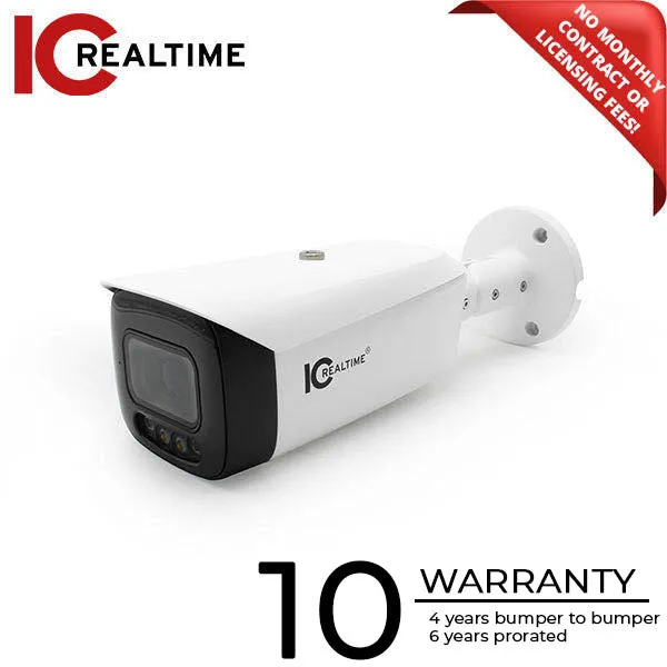 IC Realtime - IPMX-B40F-ADW1 / 4MP IP Indoor/Outdoor Eyeball Bullet Camera / Fixed 2.8mm Lens (H:103°, V:53°) / 131 Ft LED / POE Capable / Active Deterrent