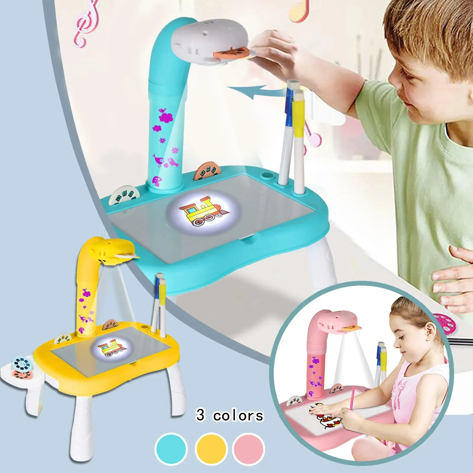 Kids Smart Projector Desk With Light & Music