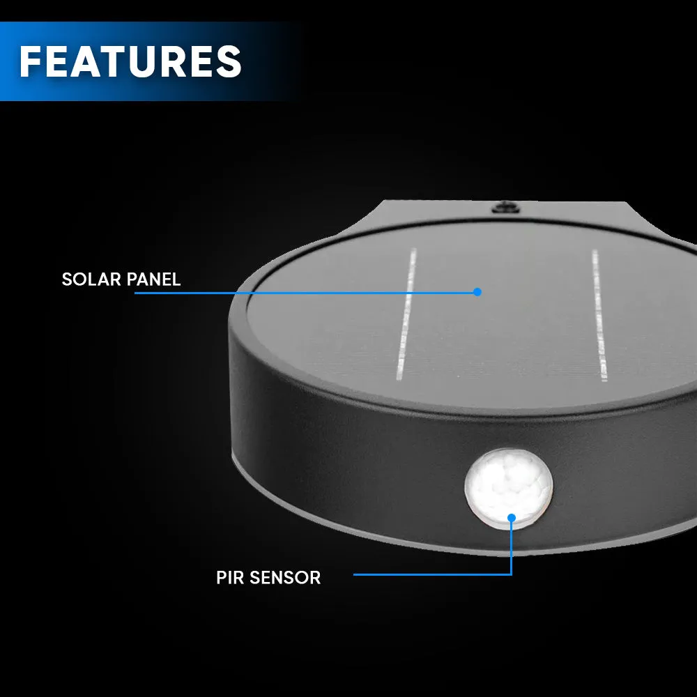 LED Exterior Motion Sensor Solar Wall Lamps W/ Smart LED PIR Sensor - 3 Watt - 4000K Round