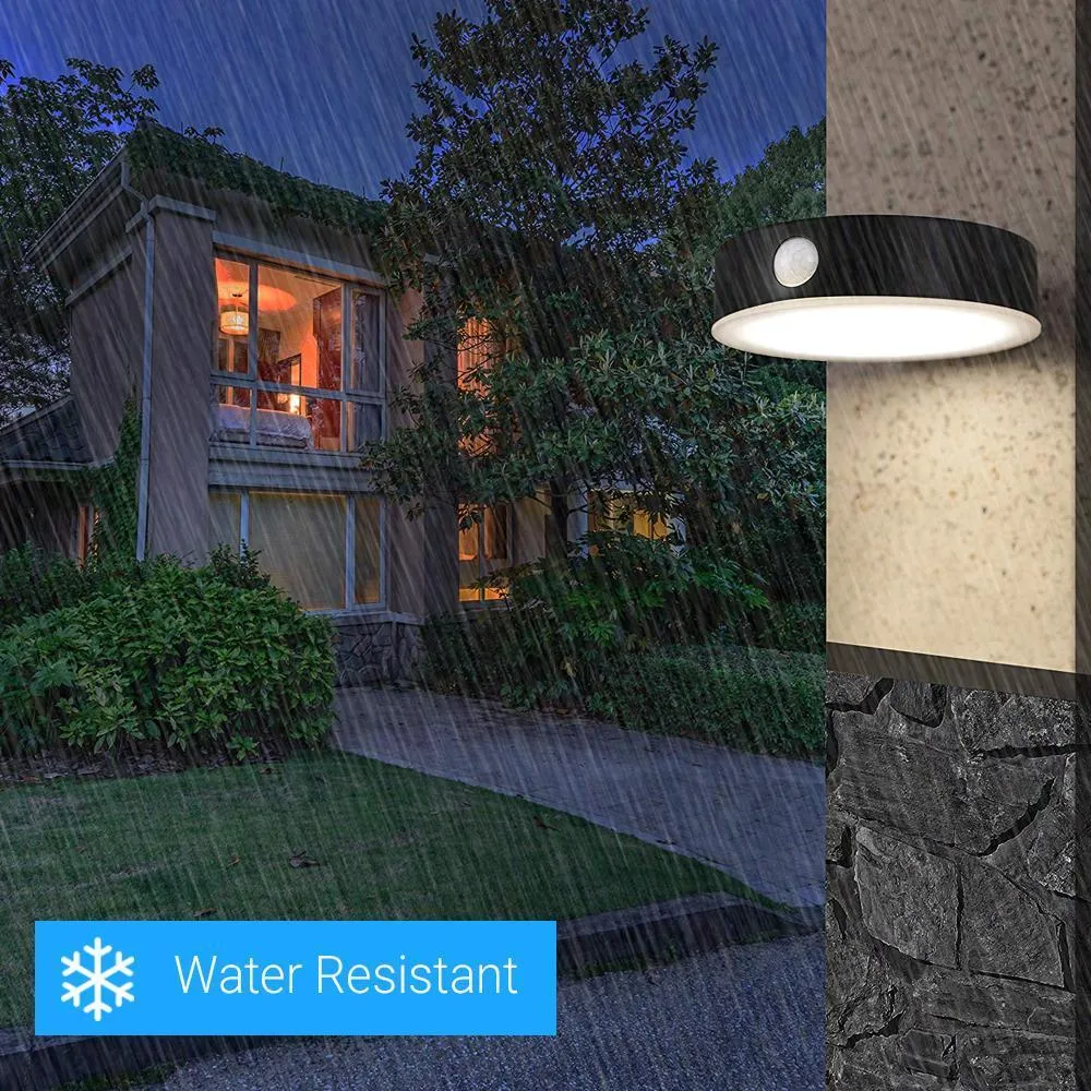 LED Exterior Motion Sensor Solar Wall Lamps W/ Smart LED PIR Sensor - 3 Watt - 4000K Round