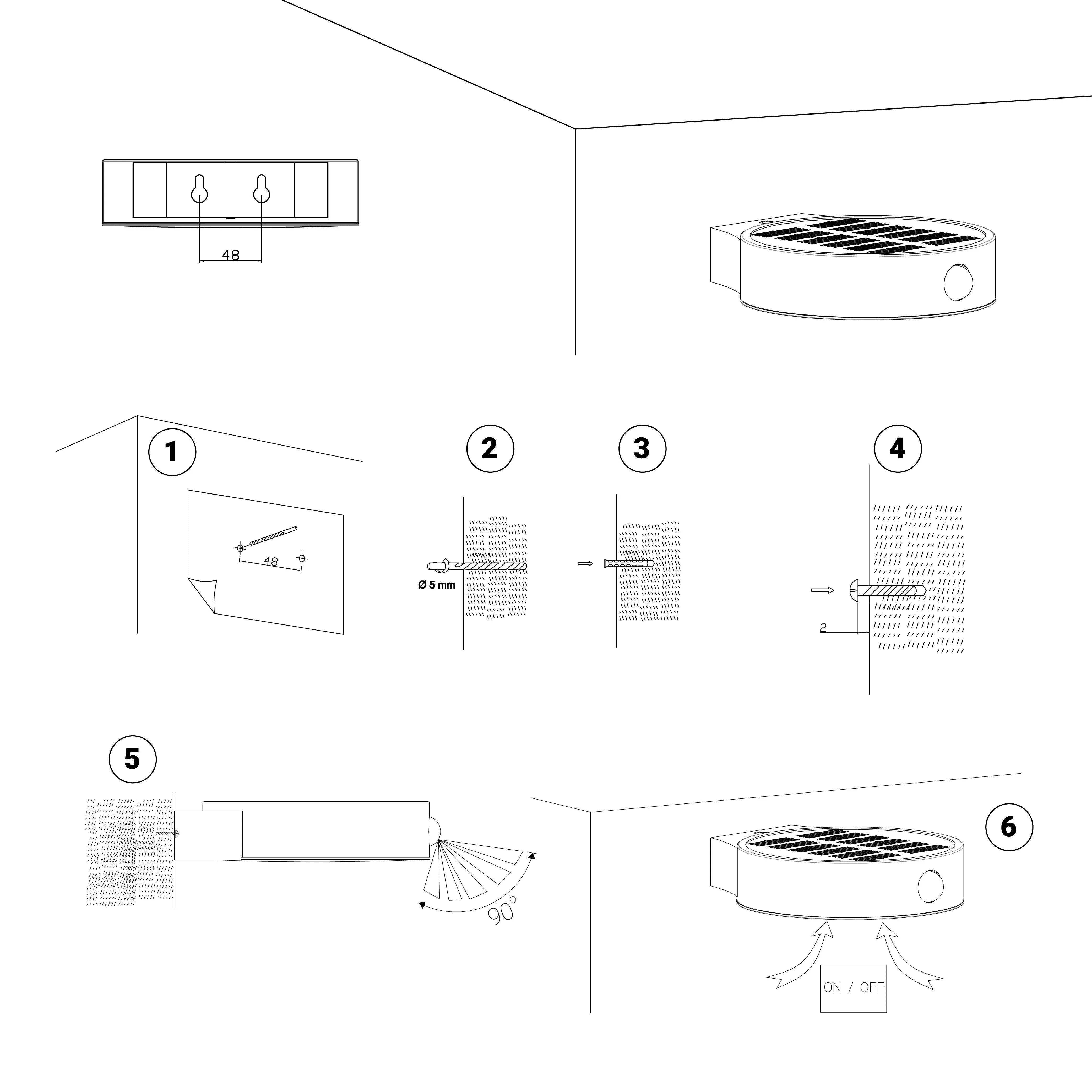 LED Exterior Motion Sensor Solar Wall Lamps W/ Smart LED PIR Sensor - 3 Watt - 4000K Round