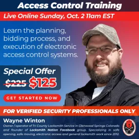 LIVE ONLINE TRAINING - Access Control Training - (October 2, 2022 - 11AM EST)