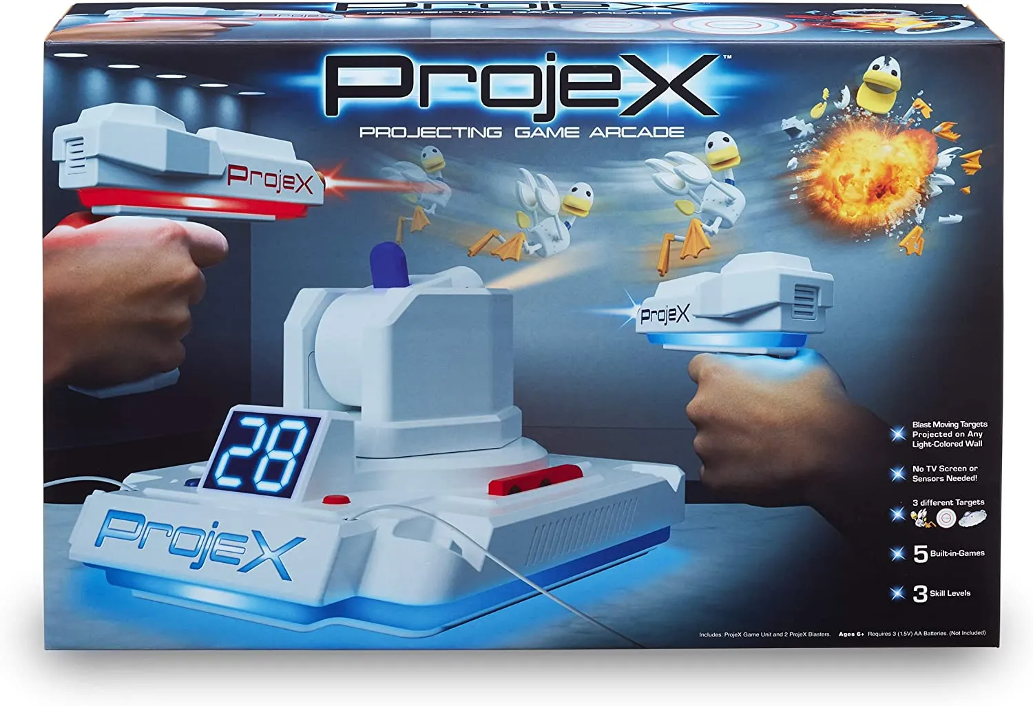 NSI PROJEX Image Projecting Arcade Game - PROJECTING GAME ARCADE LASER SHOOTER, 2 GUNS AND 3 ANIMATIONS  - SOLO , CO-OP or HEAD to HEAD (AGES 6 )