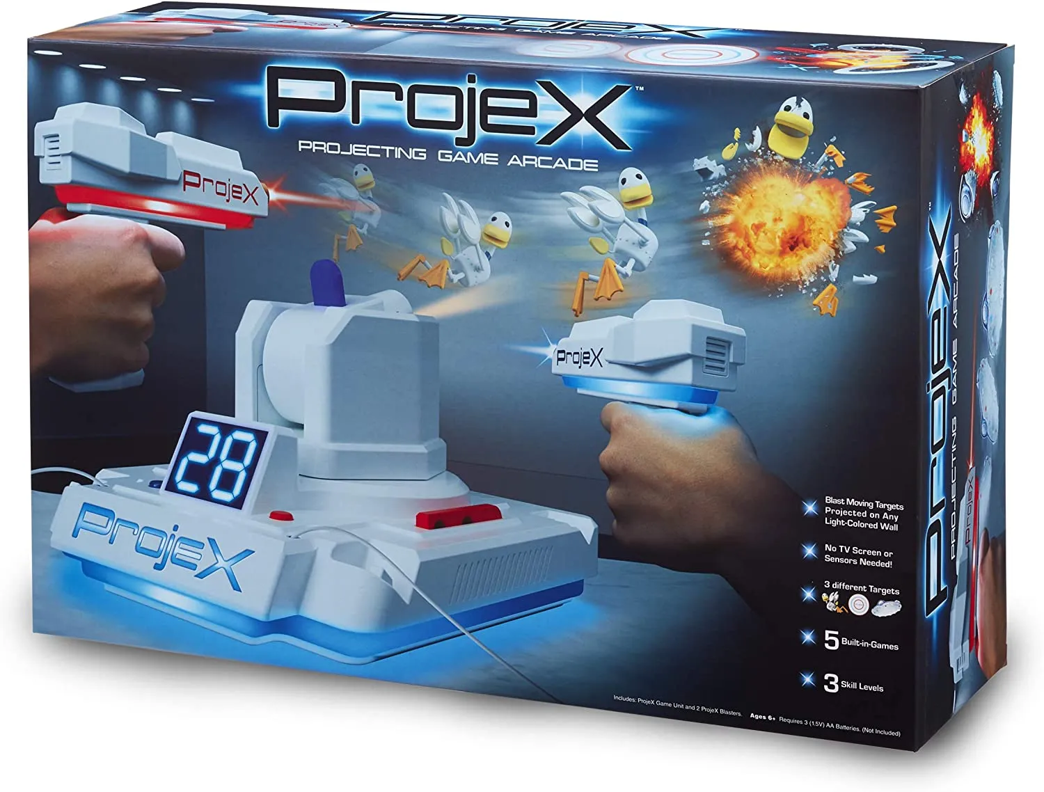 NSI PROJEX Image Projecting Arcade Game - PROJECTING GAME ARCADE LASER SHOOTER, 2 GUNS AND 3 ANIMATIONS  - SOLO , CO-OP or HEAD to HEAD (AGES 6 )