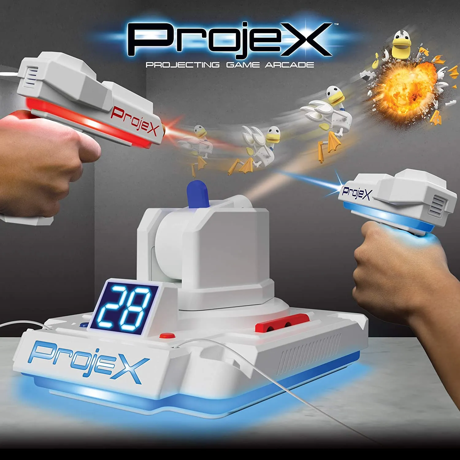 NSI PROJEX Image Projecting Arcade Game - PROJECTING GAME ARCADE LASER SHOOTER, 2 GUNS AND 3 ANIMATIONS  - SOLO , CO-OP or HEAD to HEAD (AGES 6 )