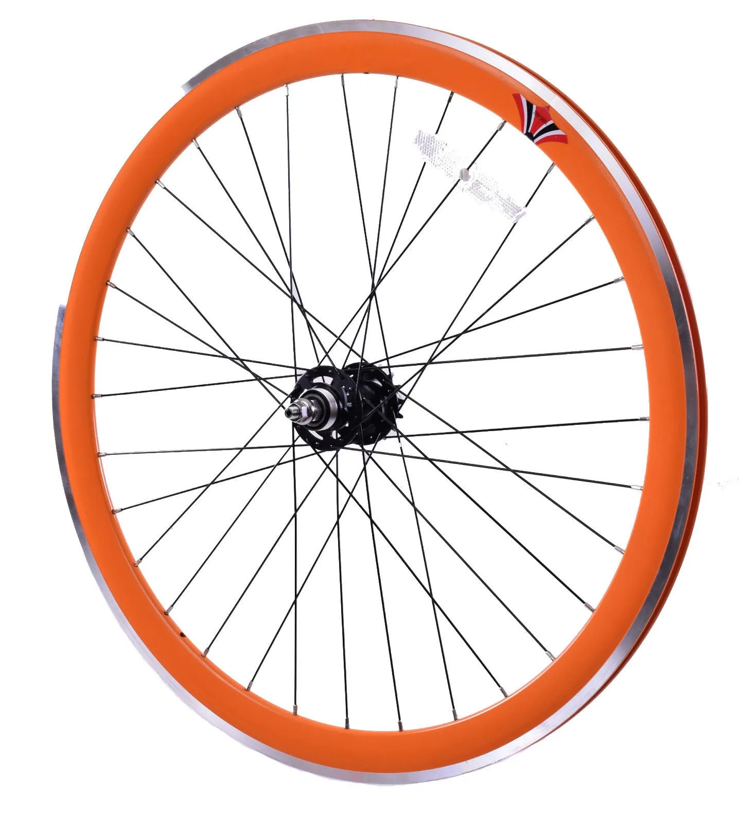 PAIR 700c 622-13 FLIP FLOP FIXIE WHEELS,NOVATEC SEALED HUB DEEP WALL RIMS ORANGE