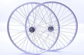 PAIR 700c x13 (622-13) FLIP FLOP FIXIE WHEELS, LARGE FLANGE HUBS DUAL WALL RIMS