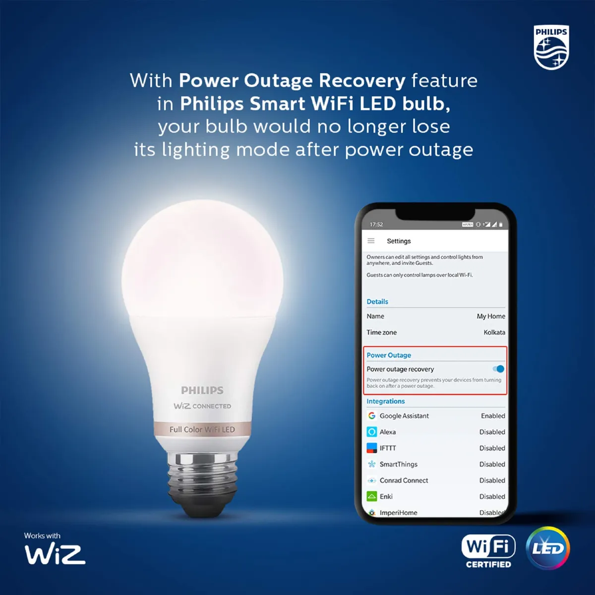 Philips Smart WiFi LED Bulb (Wiz Connected)