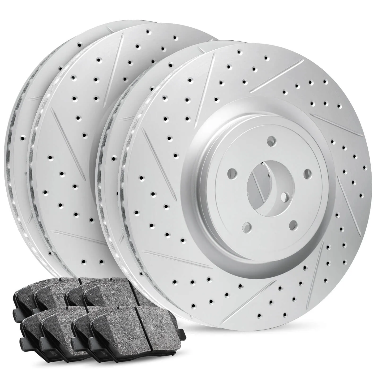 R1 Concepts - Carbon GEOMET® Series - Full Brake Kit - Drilled & Slotted Rotors w/ Ceramic Pads - 2015-2016 F150 (Electric Parking Brake)