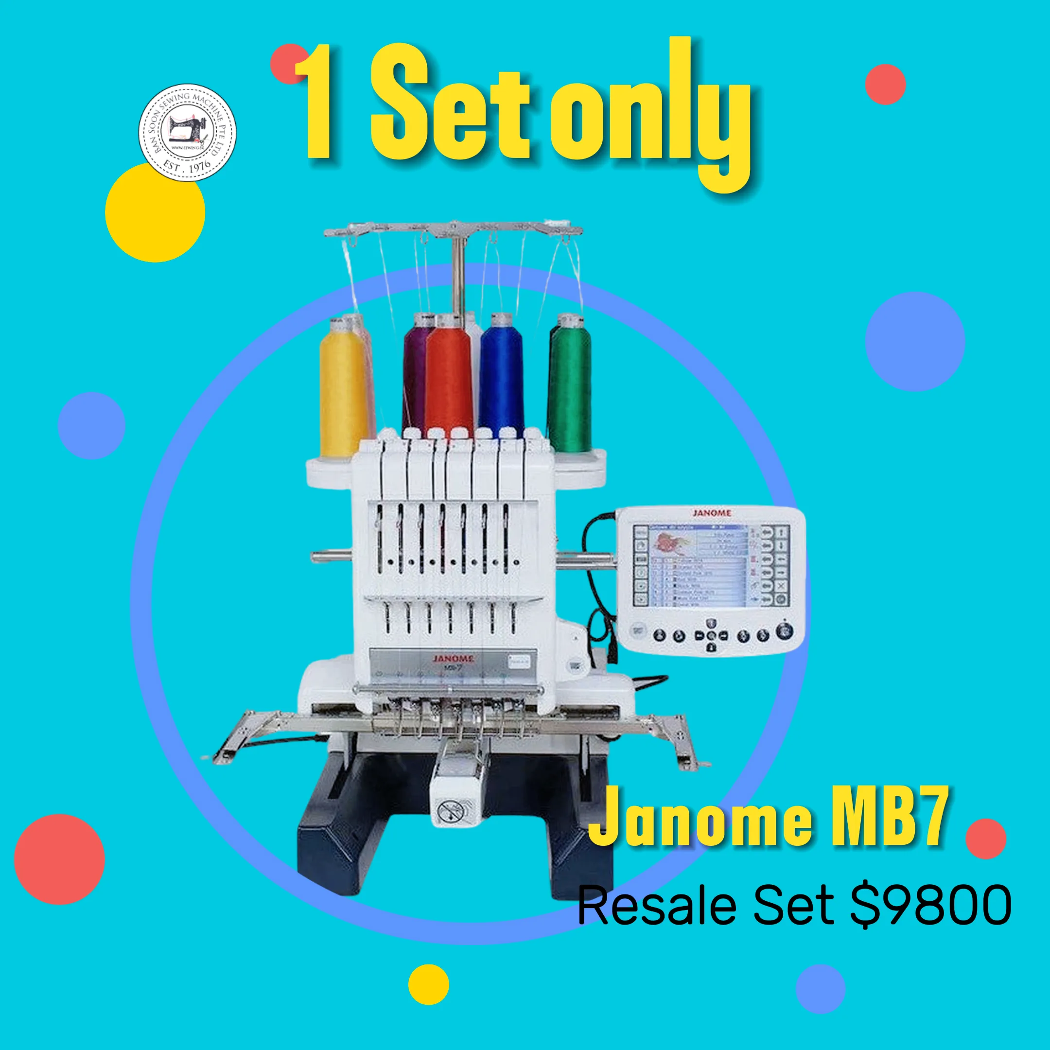 RESALE SET 1 SET Janome MB7 Seven-Needle Embroidery Machine (Made in Japan)