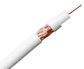 RG59 Plenum Coaxial Cable, 20 AWG BC, 95% BC Braid, 1000ft, White, CCTV