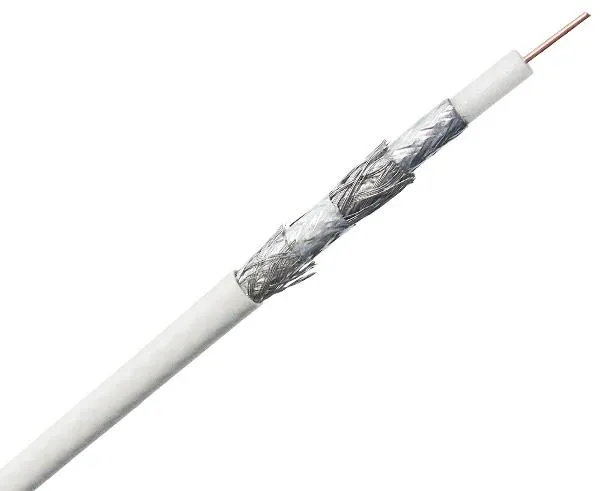 RG6 Coaxial Cable, Quad Shield Plenum, CMP, 18 AWG CCS, CATV, 70% / 55% AL Wire Braid, White, 1000ft