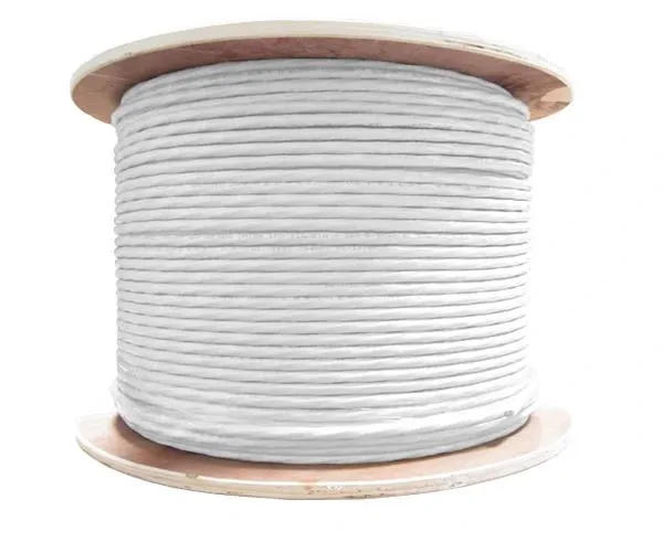 RG6 Coaxial Cable, Siamese CCTV Plenum CMP, 18/2 AWG Stranded BC Conductors, 18 AWG BC Conductor, 95% BC Braid, 1000ft, White