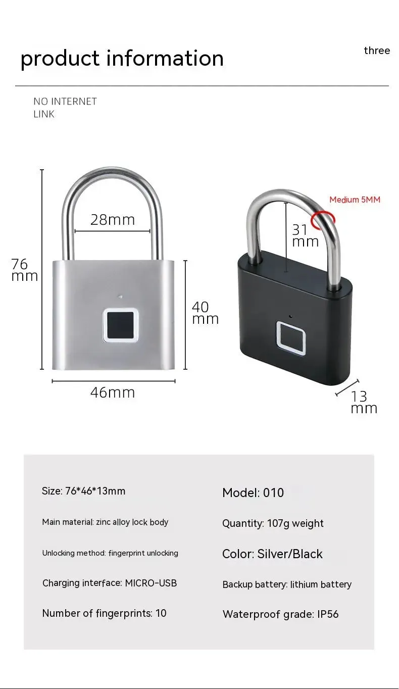 Smart Waterproof Household Lock Head Fingerprint Lock smart lock